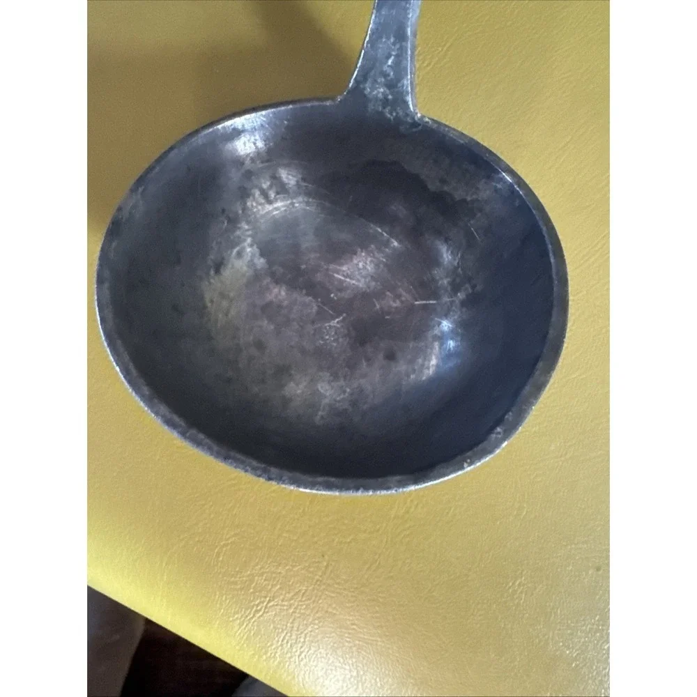 Antique Pewter Soup Ladle Hand Turned Wood Handle 12